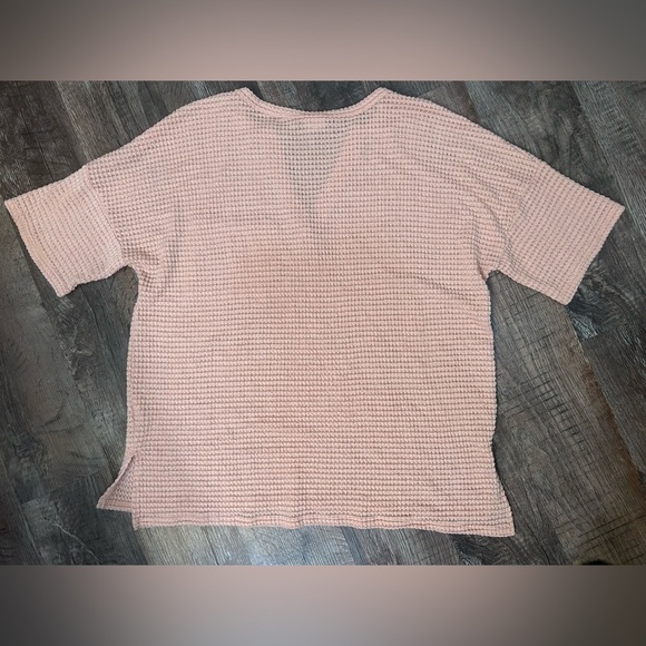 BiBi Waffle Knit Short Sleeve Blush Top L/XL - Picture 4 of 5